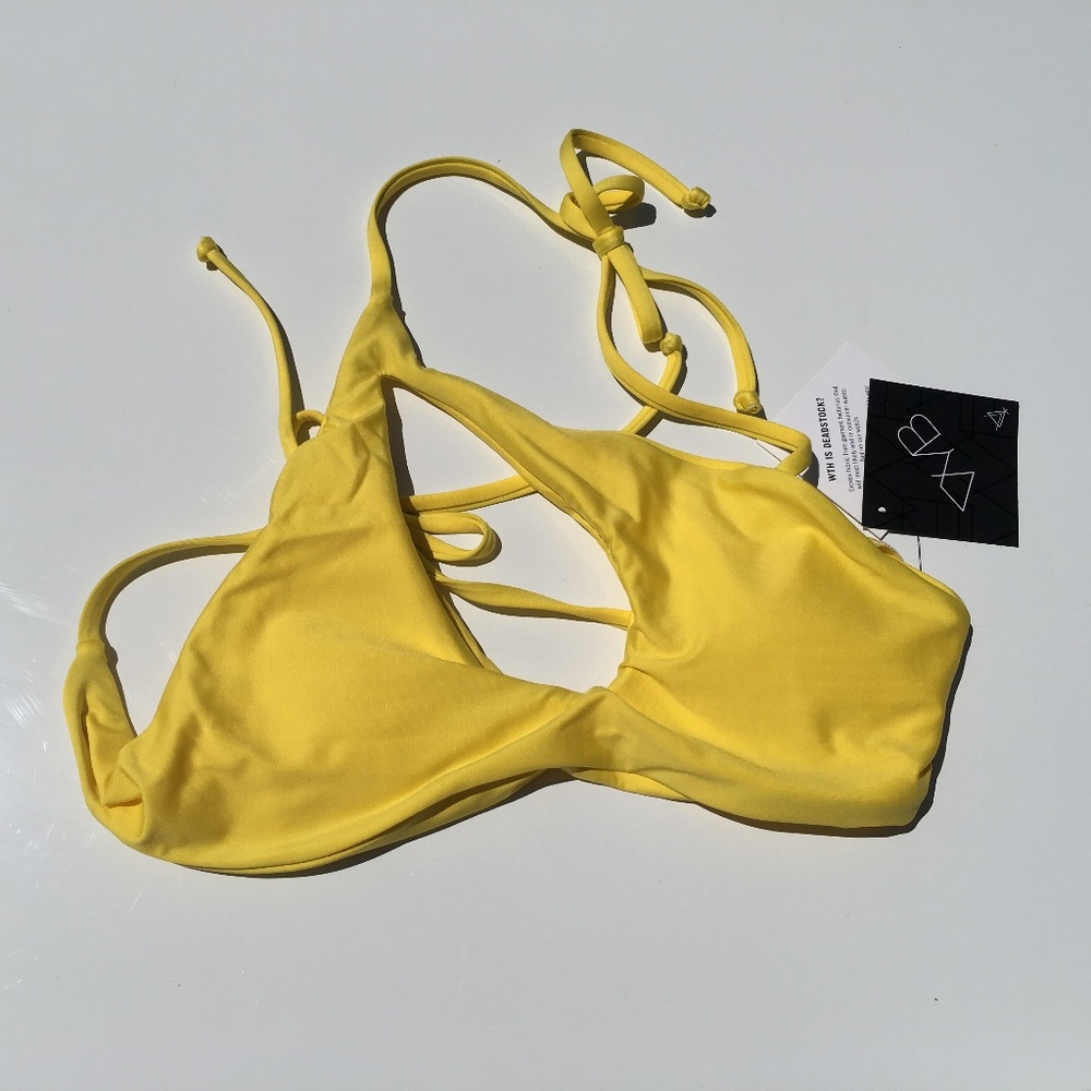 VYB Keyhole Halter bikini top Yellow asymmetrical
